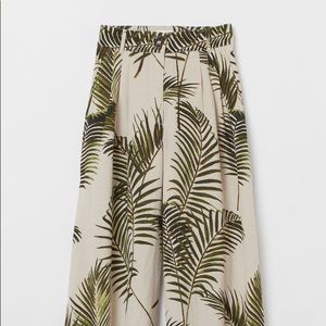 H and M wide leg palm print linen pants